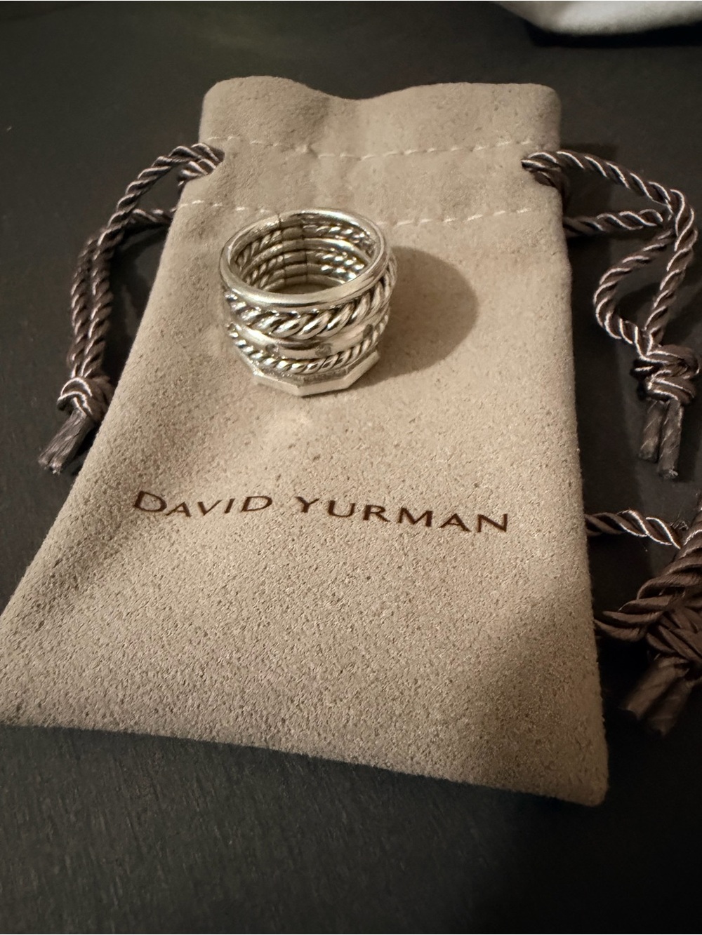 David Yurman Stax Wide 6 Row Ring with Diamonds 16mm Size 6 - Picture 2 of 6